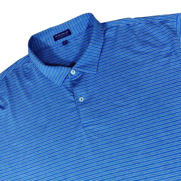 Peter Millar Other - Peter Millar Crown Crafted Blue Striped Golf Performance Polo Shirt XXL